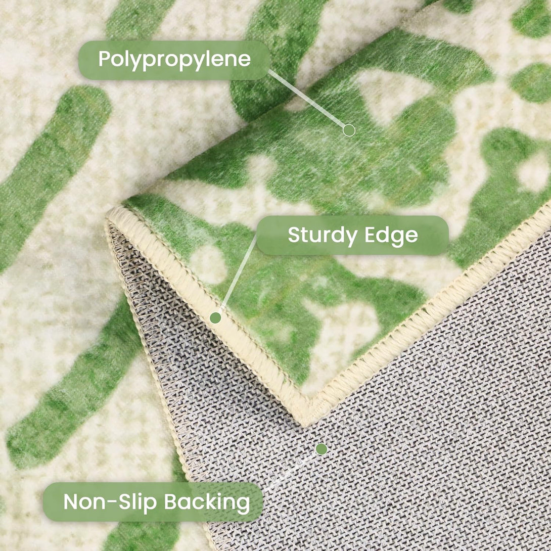 GENIMO Stump Print Non - Slip Area Rug Pale Green White - 