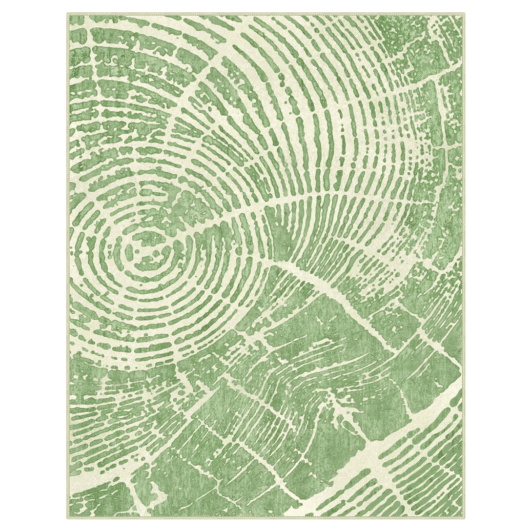 GENIMO Stump Print Non - Slip Area Rug Pale Green White - 
