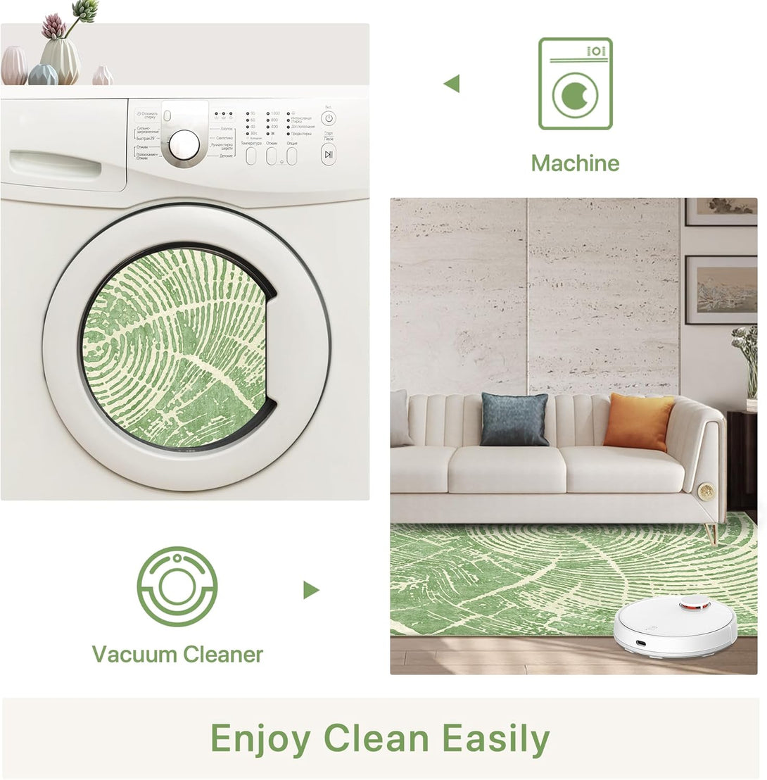 GENIMO Stump Print Non - Slip Area Rug Pale Green White - 