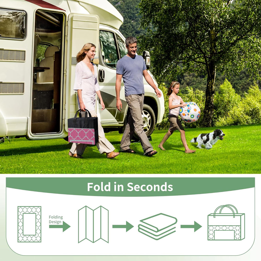 GENIMO Symmetrical Geometric Aesthetic Waterproof Reversible Outdoor Rug Gray - 