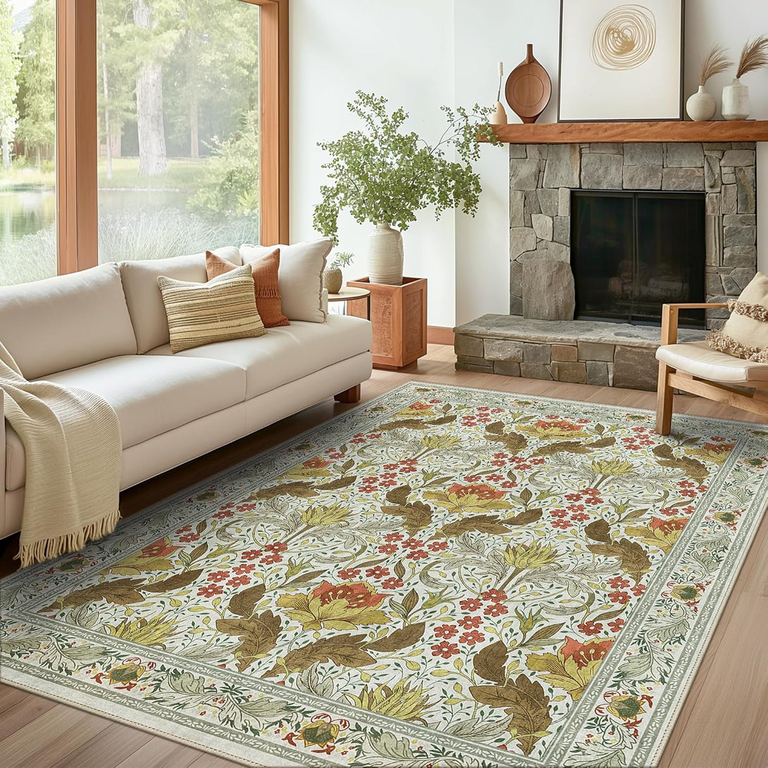 GENIMO Vintage Floral Machine Washable Area Rug - 