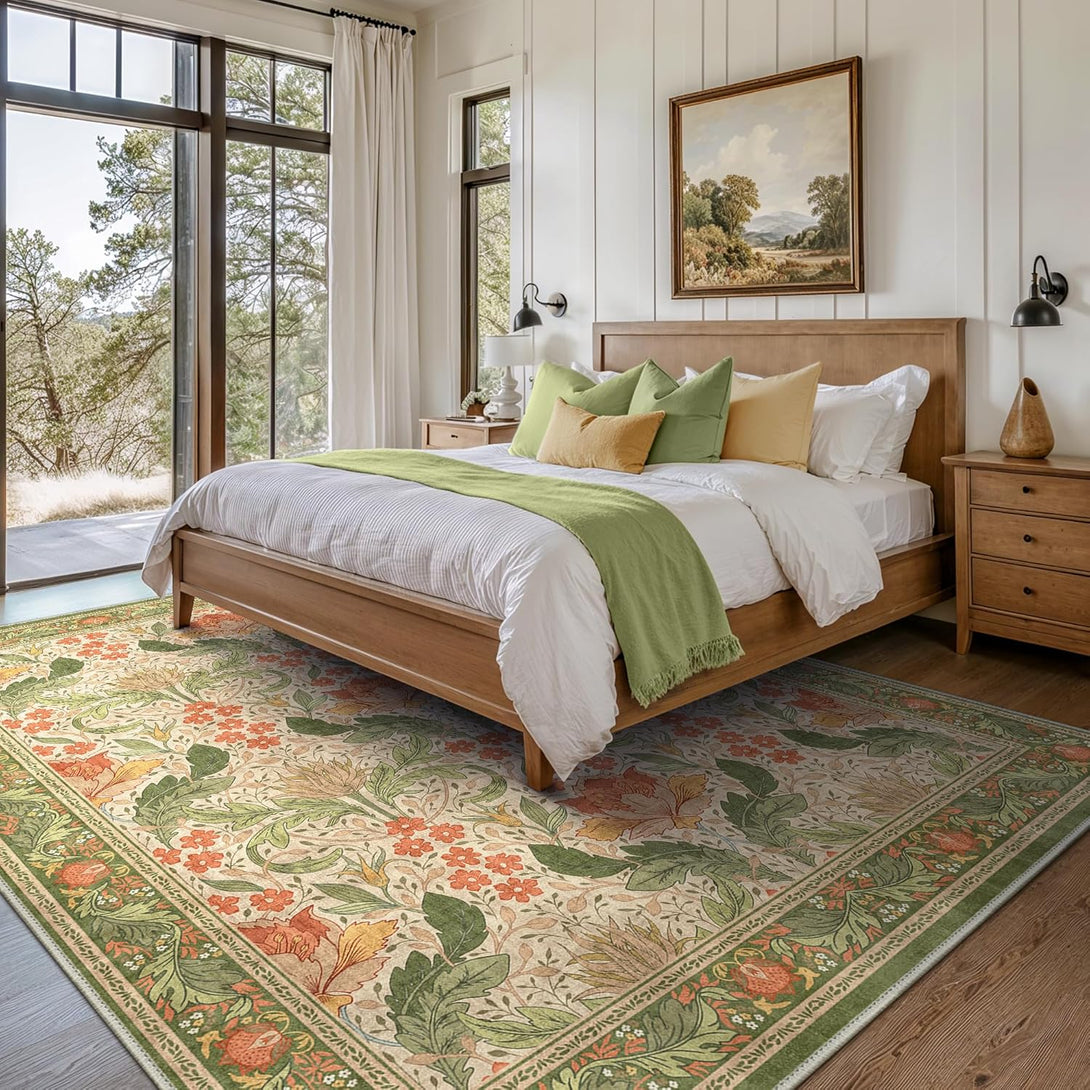 GENIMO Vintage Floral Machine Washable Area Rug - 