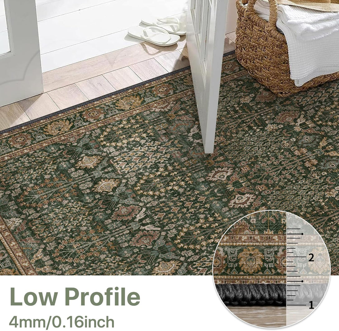 GENIMO Vintage Floral Rug Non - Shedding Distressed Area Rug - 