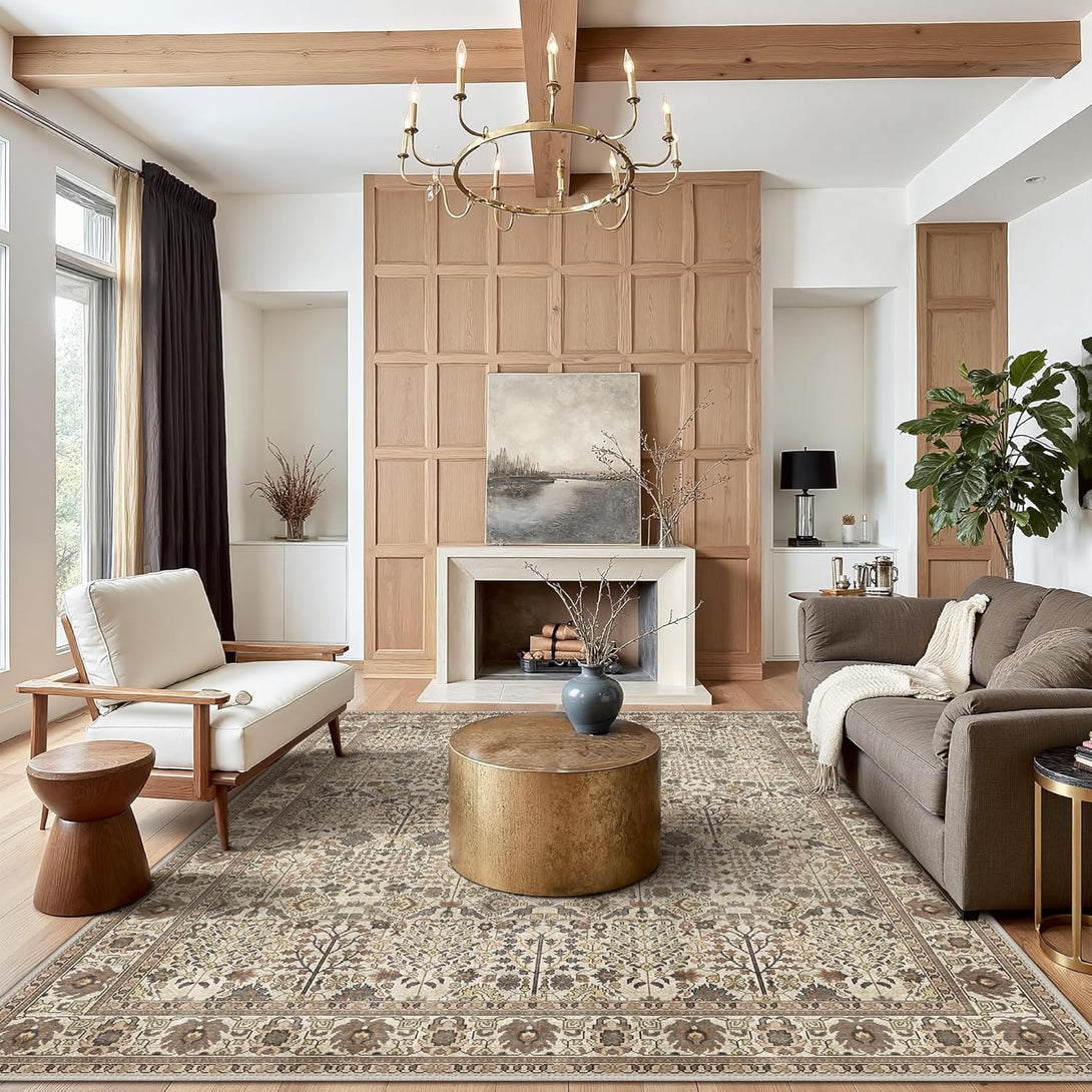 GENIMO Vintage Floral Rug Non - Shedding Distressed Area Rug - 