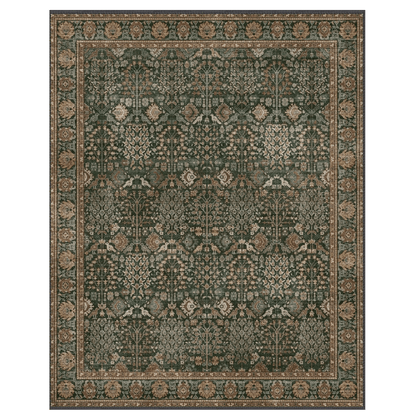 Sona Vintage Boho Floral Dark Green Rug