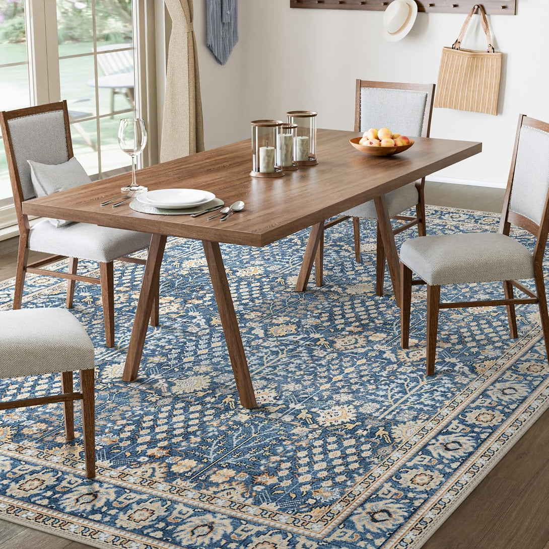 GENIMO Vintage Floral Rug Non - Shedding Distressed Area Rug - 