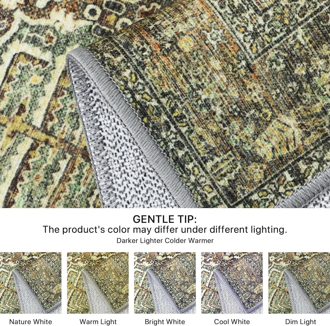 GENIMO Vintage Gorgeous Diamond Print Machine Washable Area Rug - LF9872 - VYB - 3x5