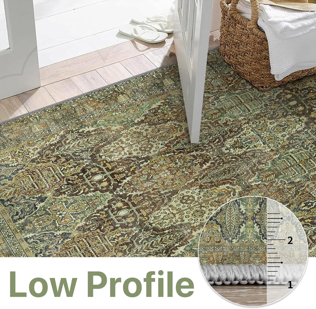 GENIMO Vintage Gorgeous Diamond Print Machine Washable Area Rug - LF9872 - VYB - 3x5