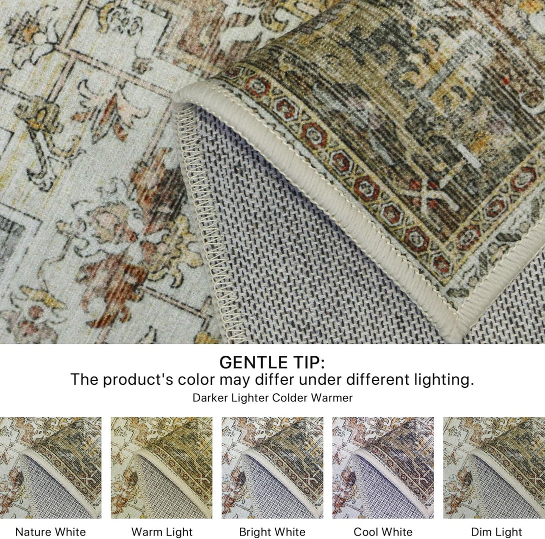 GENIMO Vintage Persian Style Geometric Totem Machine Washable Non - Slip Area Rug - LF9888 - GHB - 3x5