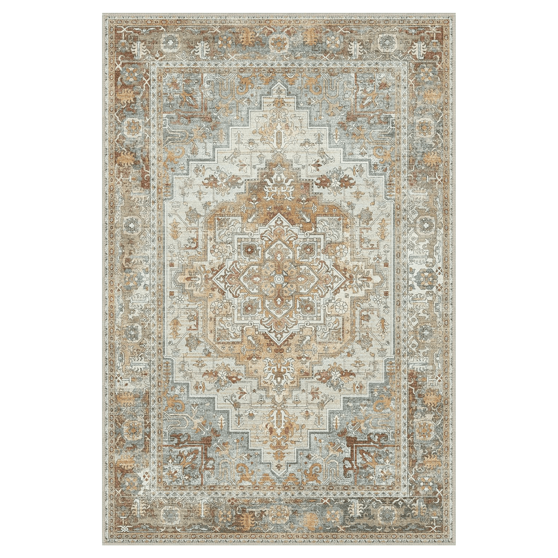GENIMO Vintage Persian Style Geometric Totem Machine Washable Non - Slip Area Rug - LF9888 - GHB - 3x5