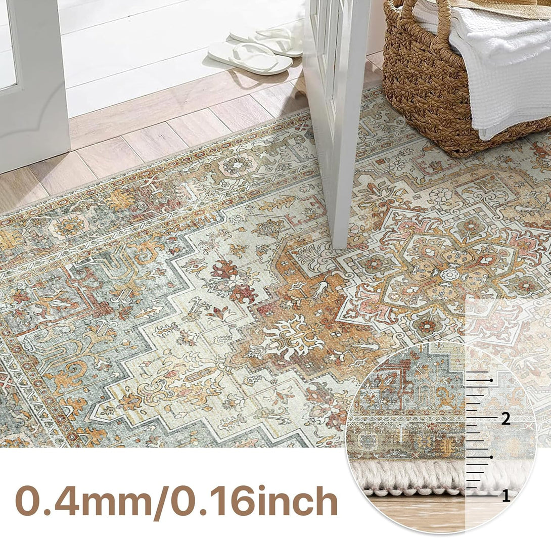 GENIMO Vintage Persian Style Geometric Totem Machine Washable Non - Slip Area Rug - LF9888 - GHB - 3x5