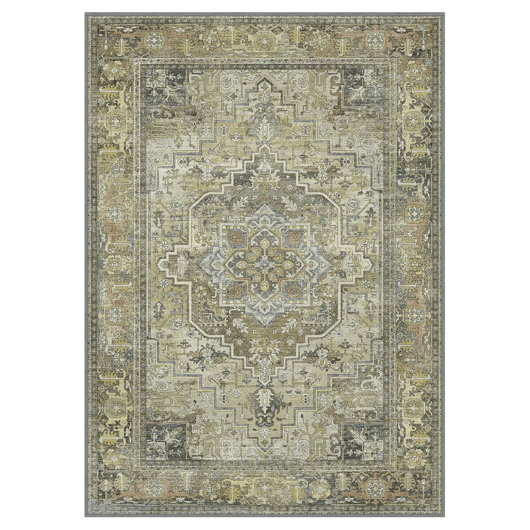 GENIMO Vintage Persian Style Geometric Totem Machine Washable Non - Slip Area Rug - LF9888 - HGG - 3x5
