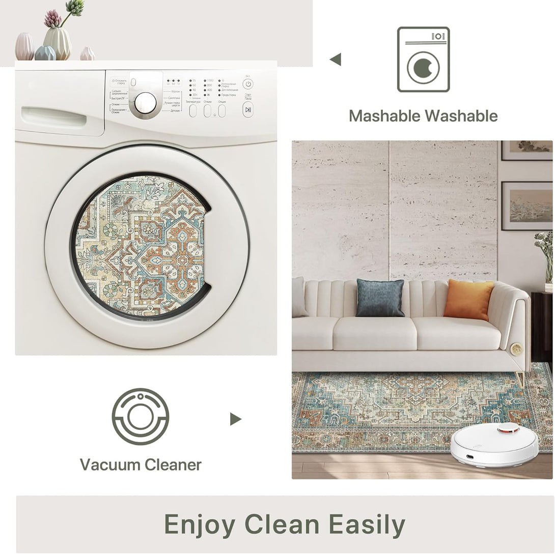 GENIMO Vintage Persian Style Geometric Totem Machine Washable Non - Slip Area Rug - LF9888 - TLG - 3x5