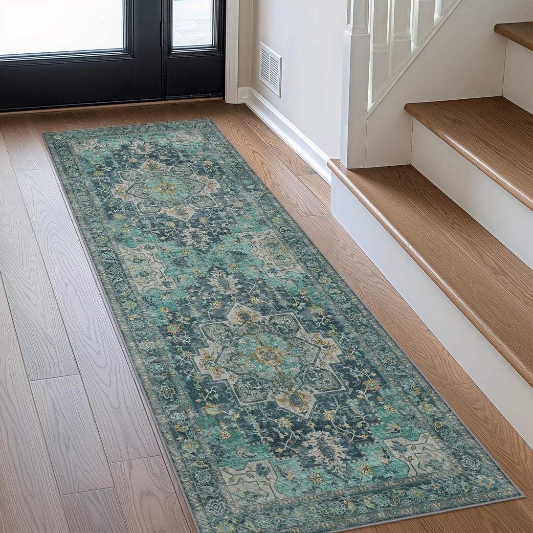 GENIMO Vintage Print Machine Washable Runner Rug - 