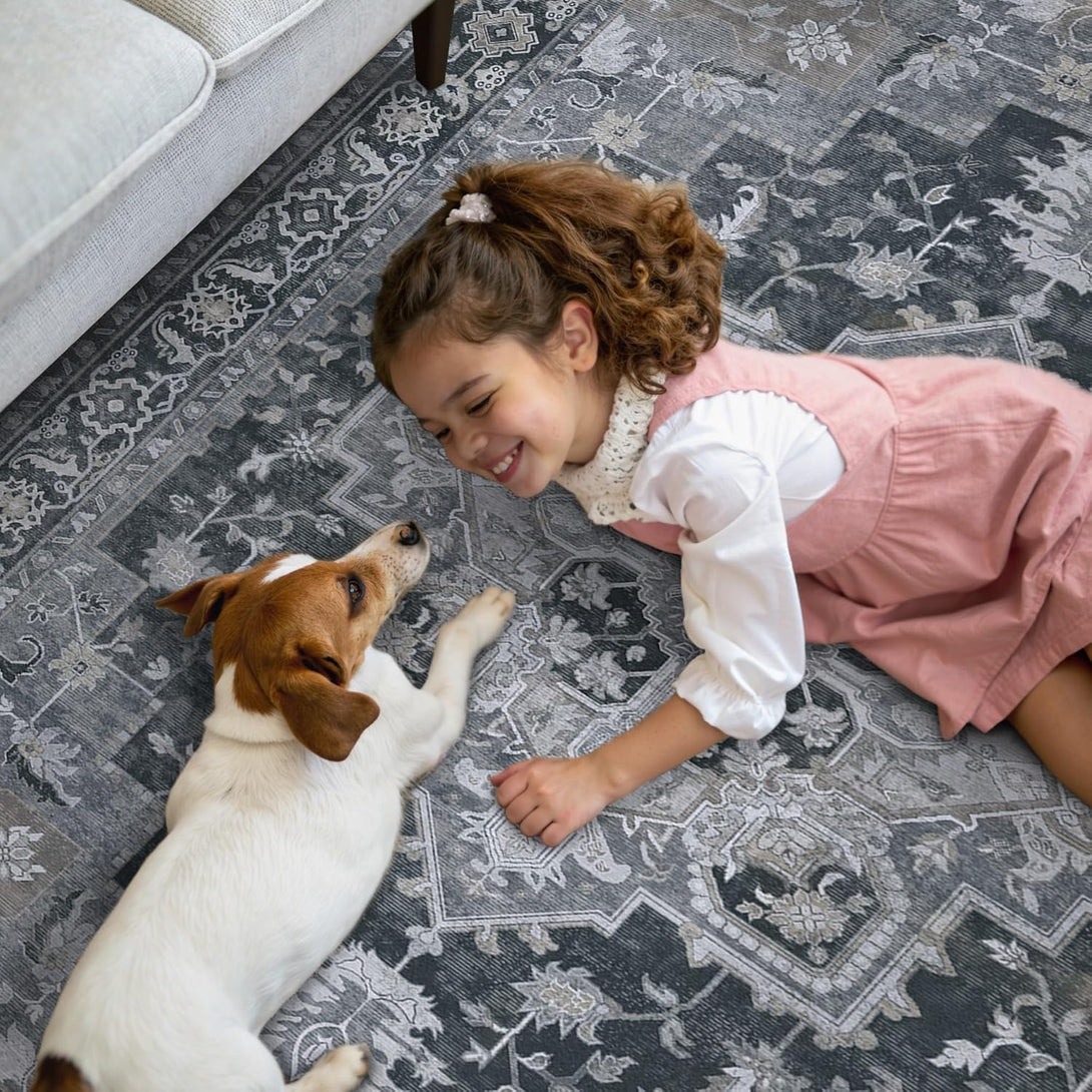 GENIMO Vintage Print Machine Washable Runner Rug - 