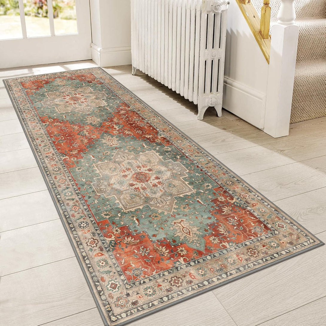GENIMO Vintage Print Machine Washable Runner Rug - 