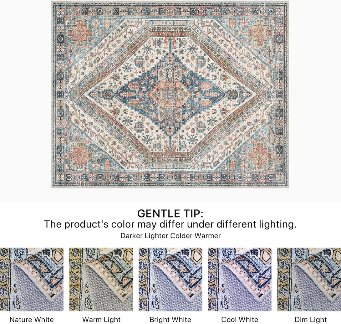 GENIMO Vintage Symmetrical Stamp Print Machine Washable Non - Slip Area Rug - LF9880 - BO - 3x5