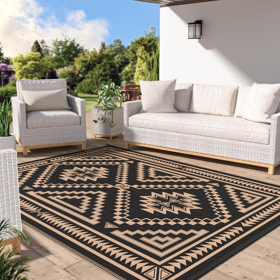 GENIMO Wave Diamond Geometric Waterproof Outdoor Rug - 