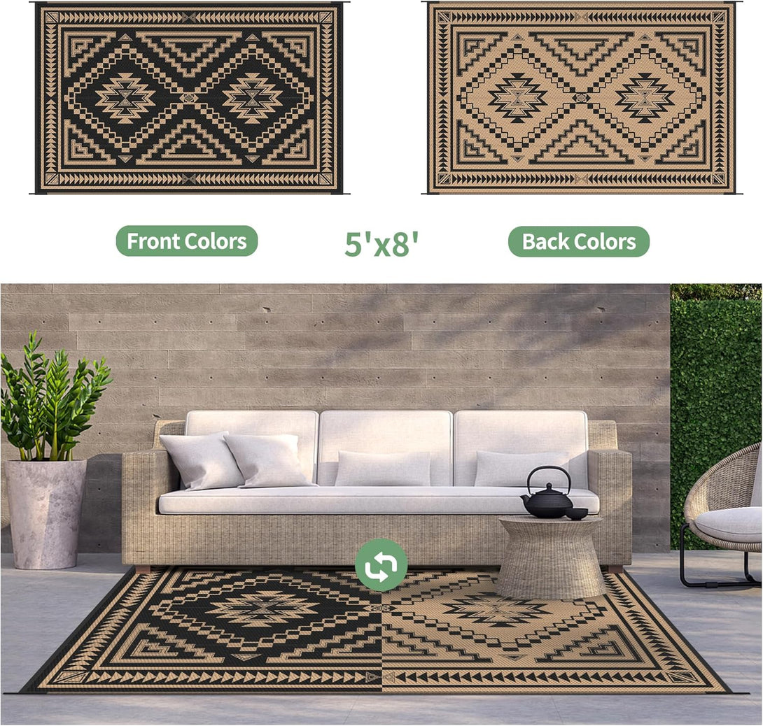 GENIMO Wave Diamond Geometric Waterproof Outdoor Rug - 
