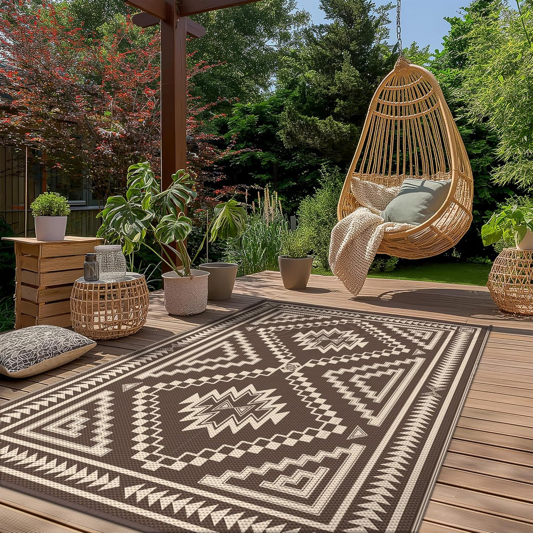 GENIMO Wave Diamond Geometric Waterproof Outdoor Rug - 