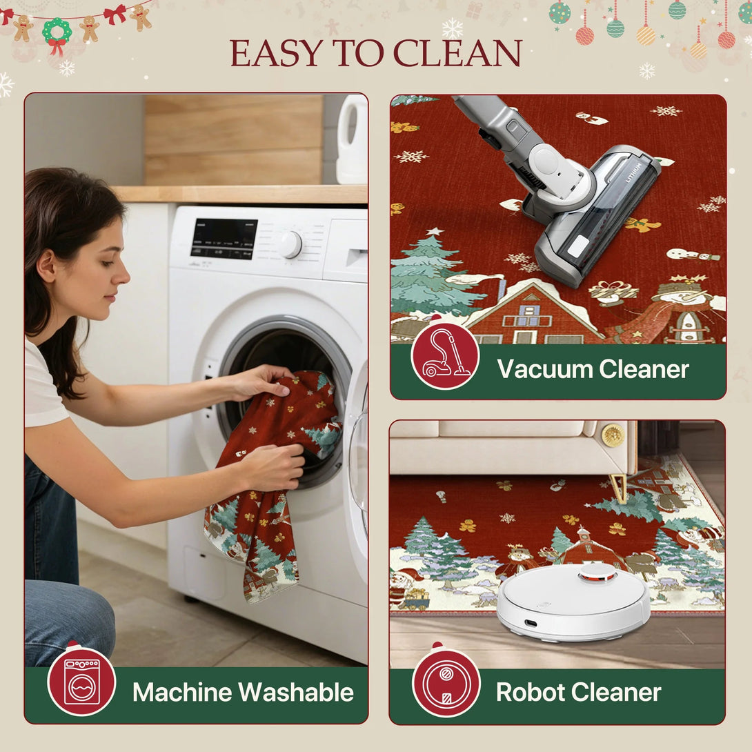 Haven Christmas Tree Machine Washable Red Rug - TZ3029 - SFR - 2X3