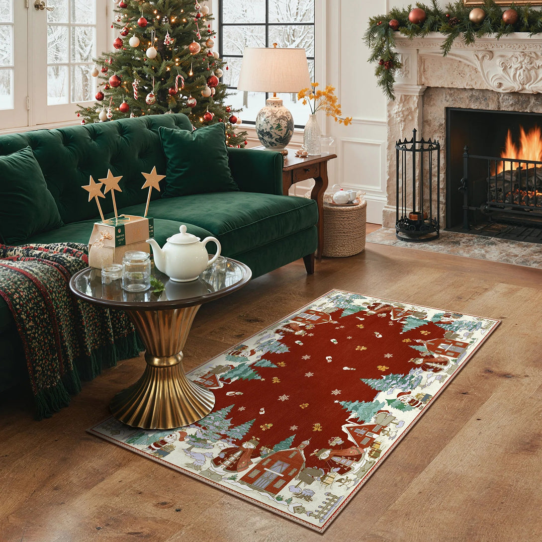 Haven Christmas Tree Machine Washable Red Rug - TZ3029 - SFR - 3X5