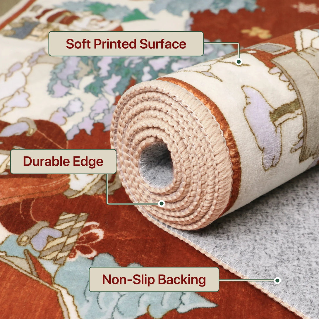 Haven Christmas Tree Machine Washable Red Rug - TZ3029 - SFR - 2X3