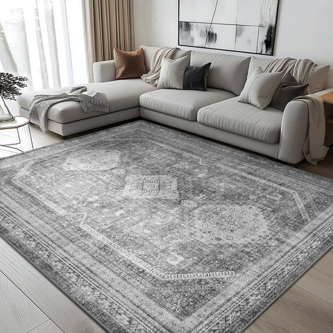 GENIMO Machine Washable Rugs Non Slip Carpet with Gripper, Gray