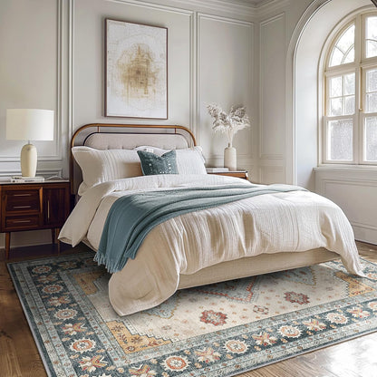GENIMO Fantasy Geometric Floral Print Warm Color Non-Slip Washable Area Rug