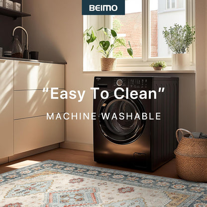 GENIMO Fantasy Geometric Floral Print Warm Color Non-Slip Washable Area Rug
