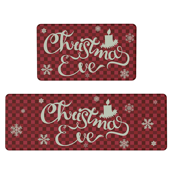 Orielle Christmas Candle Padded Anti Fatique Red Kitchen Mat 2pcs - KR018 - Red - 17X47 - 17X30