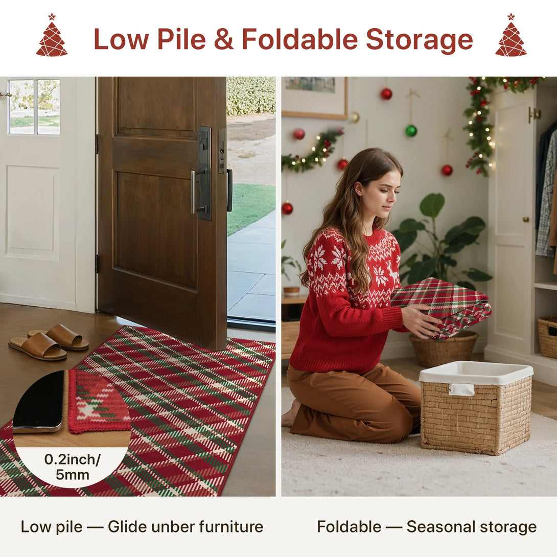 Valence Christmas Washable Classic Checkerboard Belgian Velvet Rug Colorful - DT1202 - XGZ - 6X9FT