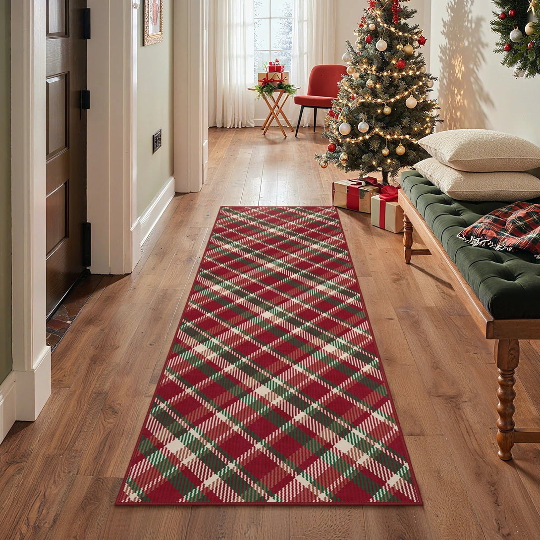 Valence Christmas Washable Classic Checkerboard Belgian Velvet Rug Colorful - DT1202 - XGZ - 2X3FT